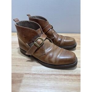 Guess By Georges Marciano Brown Leather Boots Buckle Strap Closure US Men's 10.5
